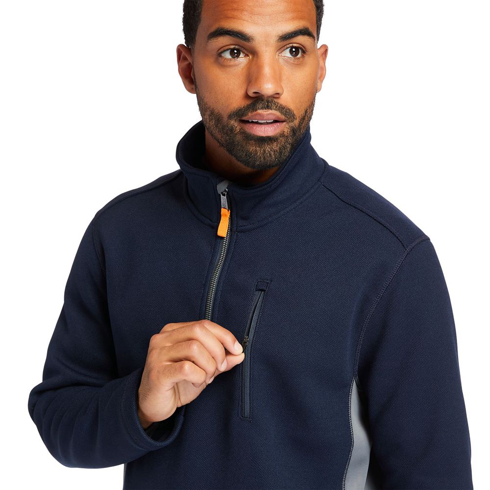 Sudadera Timberland Argentina Hombre - Pro® Studwall Quarter-Zip Textured Fleece - Azul Marino - QVJ